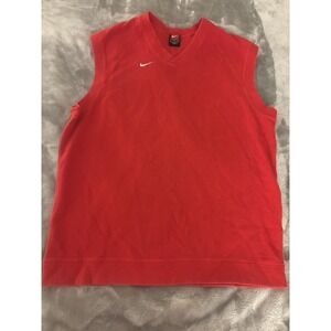 VTG Nike Sweater Vest Vintage‎ Men's Y2K Red Golf Football Faded Sleeveless Lg
